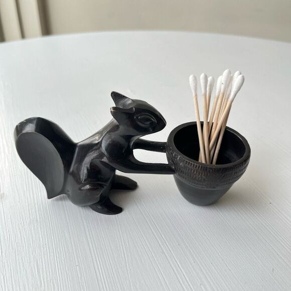 Crate & Barrel Antiqued Solid Brass Squirrel & Acorn Votive Holder - Picture 5 of 9